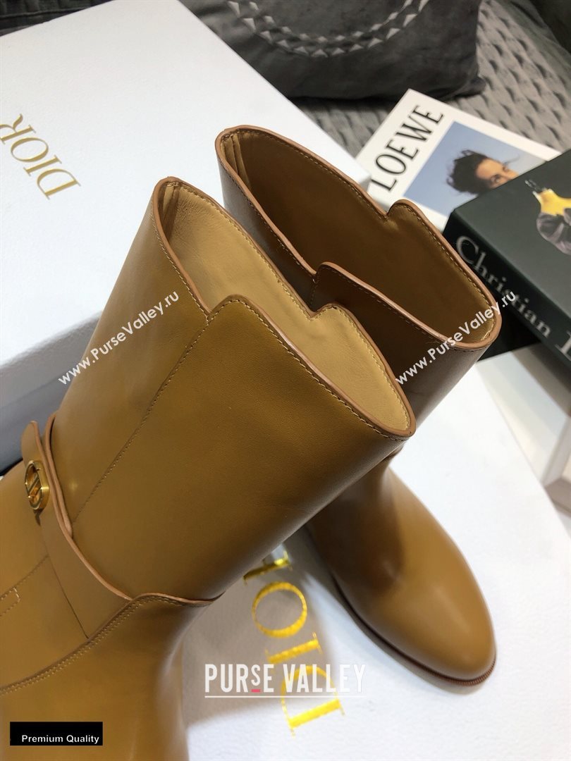 Dior Calfskin Empreinte Ankle Boots Brown 2020 (jincheng-20102106)