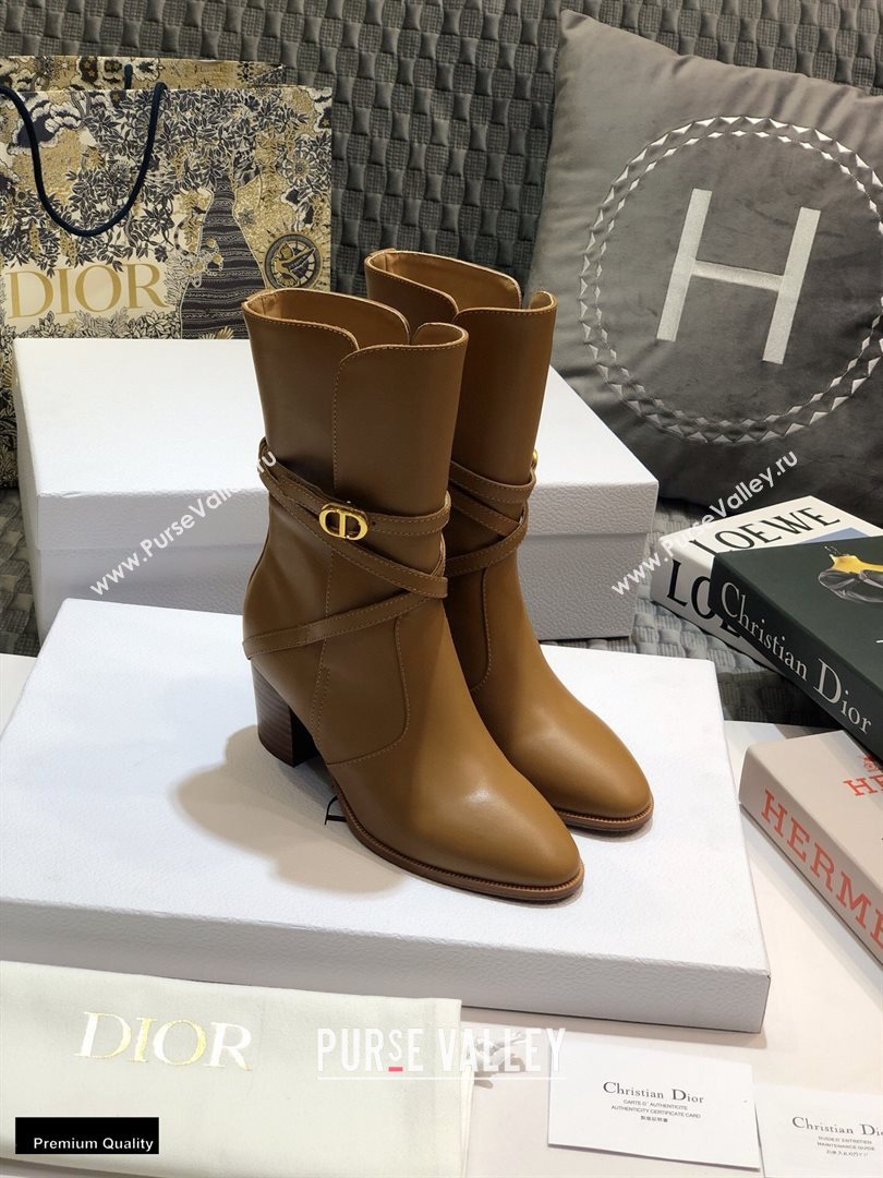 Dior Heel 7cm Calfskin Empreinte Ankle Boots Brown 2020 (jincheng-20102102)