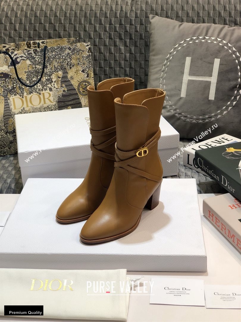Dior Heel 7cm Calfskin Empreinte Ankle Boots Brown 2020 (jincheng-20102102)