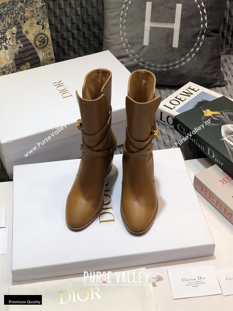 Dior Heel 7cm Calfskin Empreinte Ankle Boots Brown 2020 (jincheng-20102102)