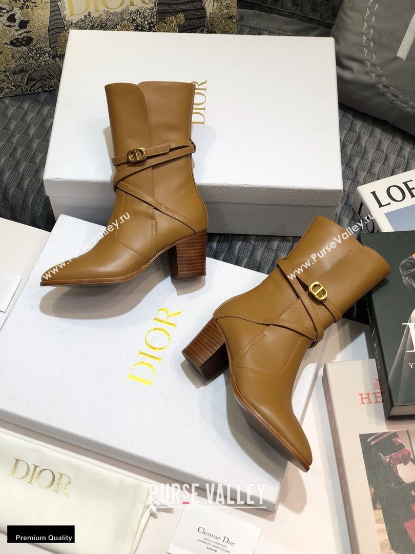 Dior Heel 7cm Calfskin Empreinte Ankle Boots Brown 2020 (jincheng-20102102)