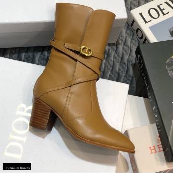 Dior Heel 7cm Calfskin Empreinte Ankle Boots Brown 2020 (jincheng-20102102)