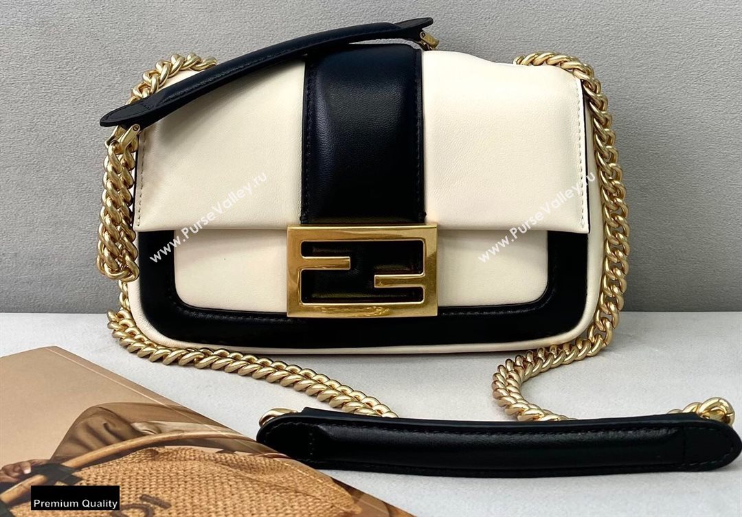 Fendi Nappa Leather Mini Baguette Chain Bag White 2020 (chaoliu-20102209)