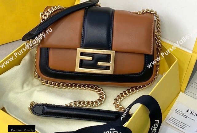 Fendi Nappa Leather Mini Baguette Chain Bag Brown 2020 (chaoliu-20102210)