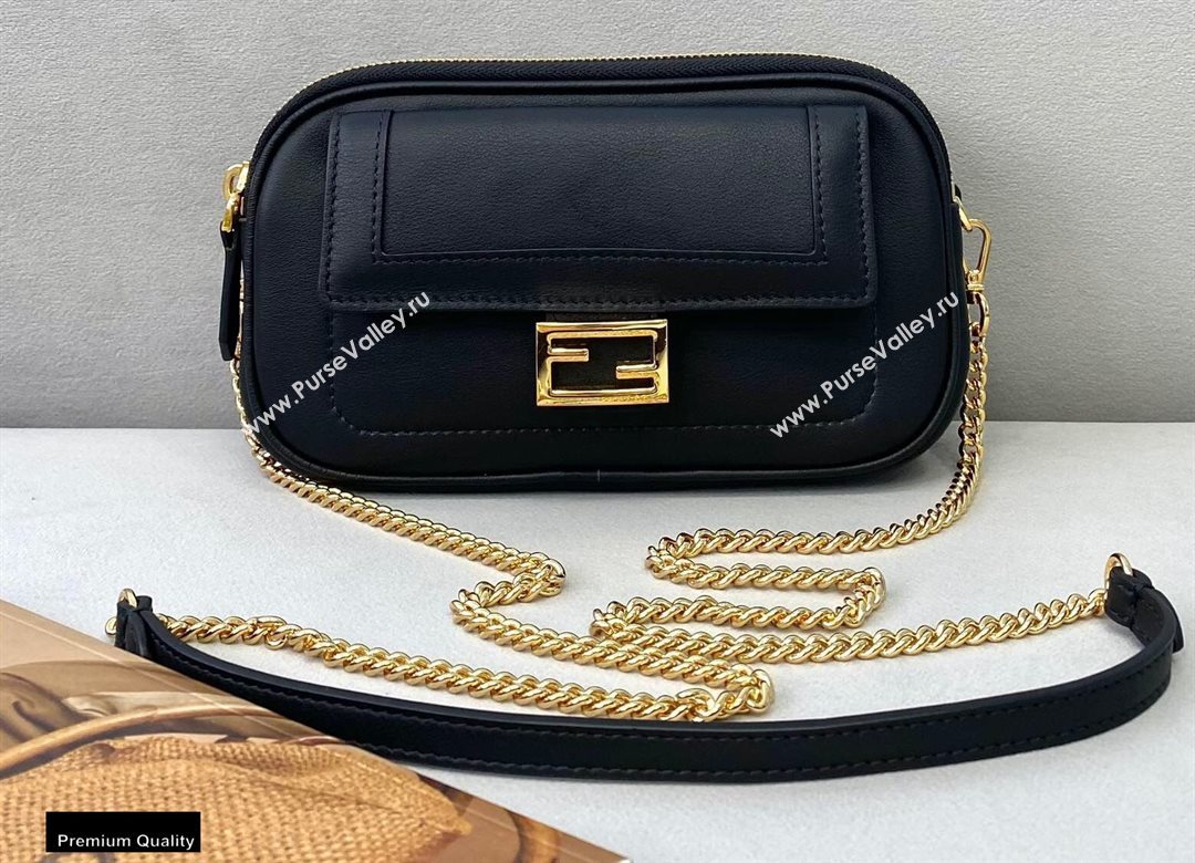 Fendi Leather Easy 2 Mini Baguette Bag Black 2020 (chaoliu-20102211)