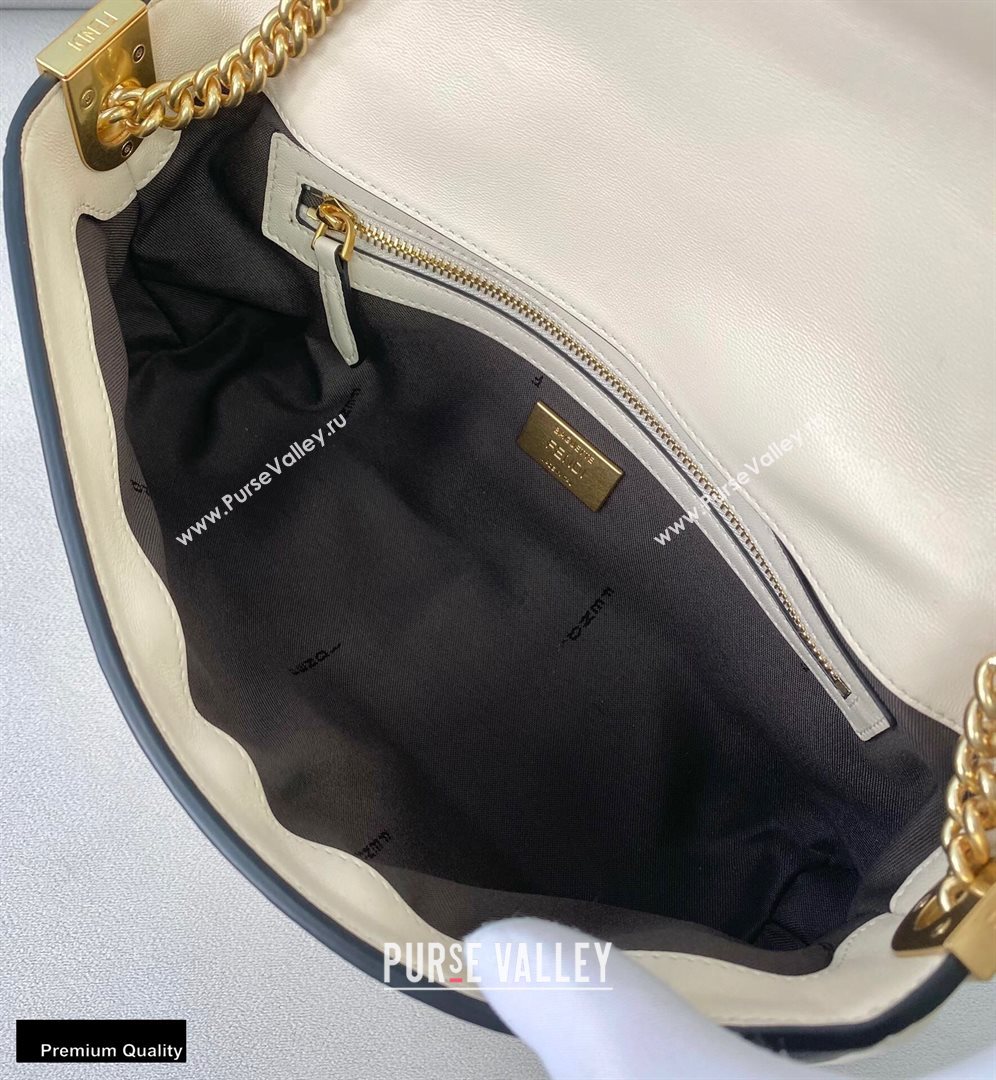 Fendi Nappa Leather Medium Baguette Chain Bag White 2020 (chaoliu-20102206)