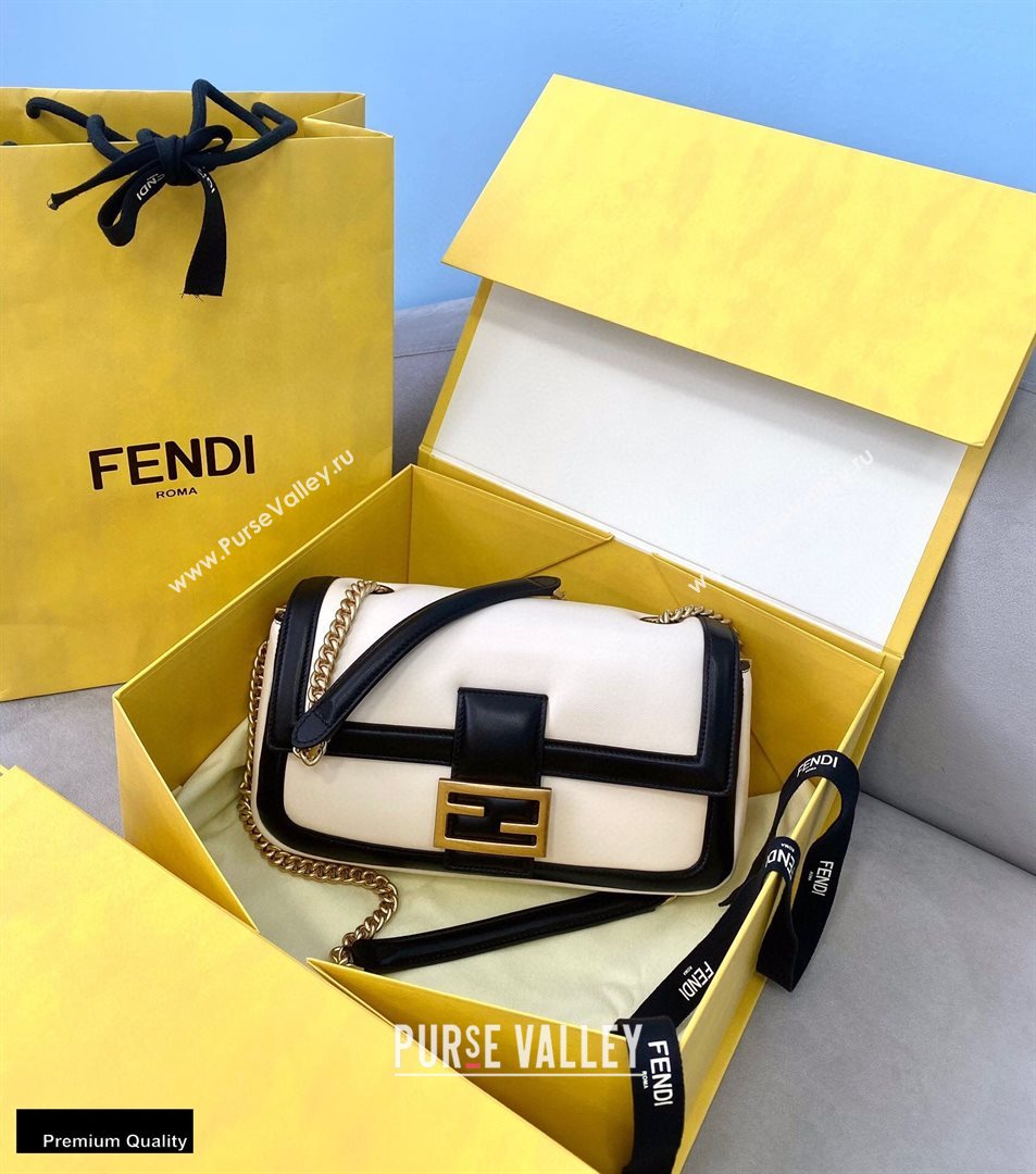 Fendi Nappa Leather Medium Baguette Chain Bag White 2020 (chaoliu-20102206)