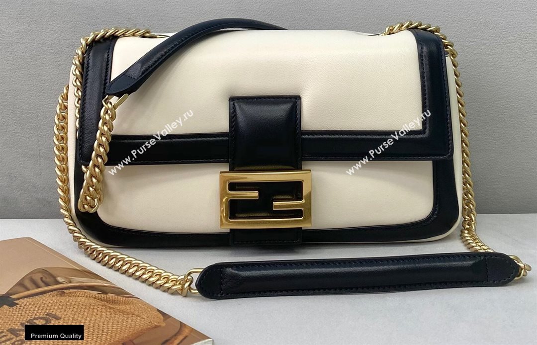 Fendi Nappa Leather Medium Baguette Chain Bag White 2020 (chaoliu-20102206)