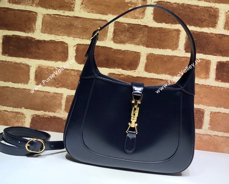 Gucci Jackie 1961 Small Hobo Bag 636709 Leather Dark Blue 2020 (delihang-20102202)