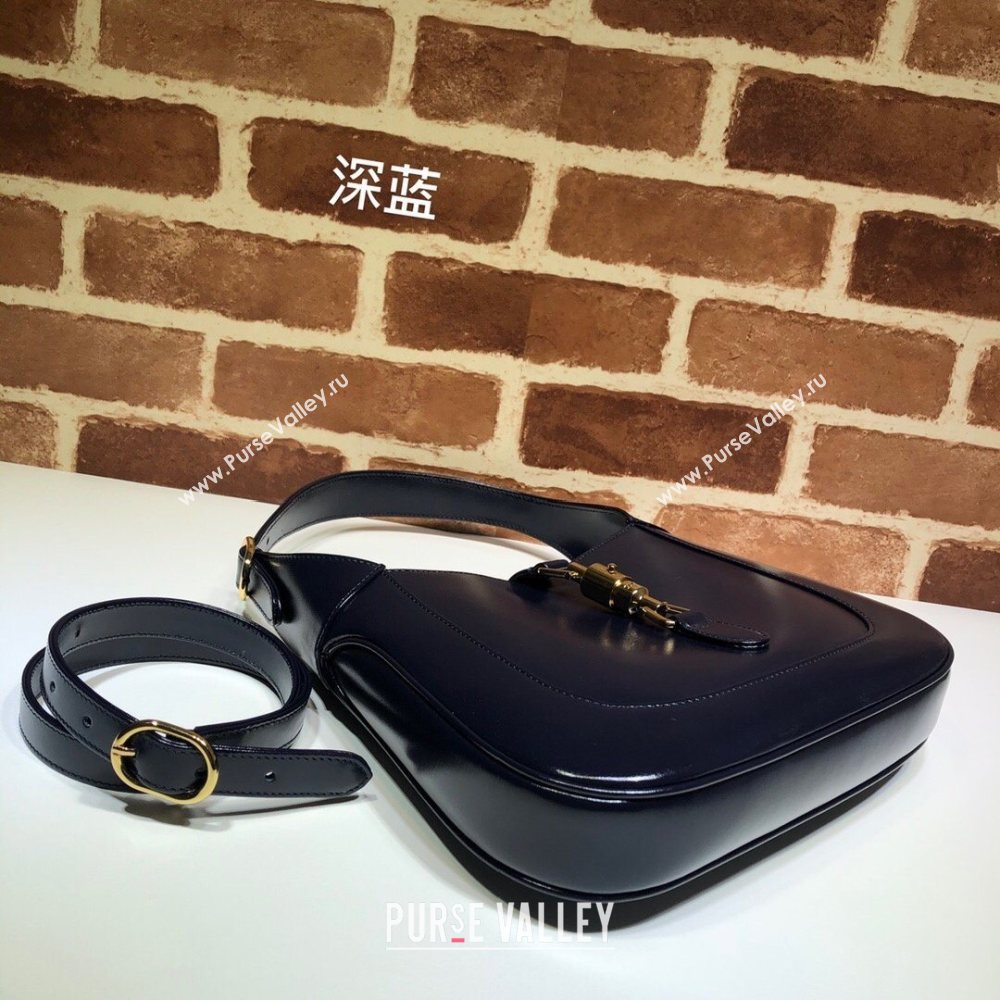 Gucci Jackie 1961 Small Hobo Bag 636709 Leather Dark Blue 2020 (delihang-20102202)