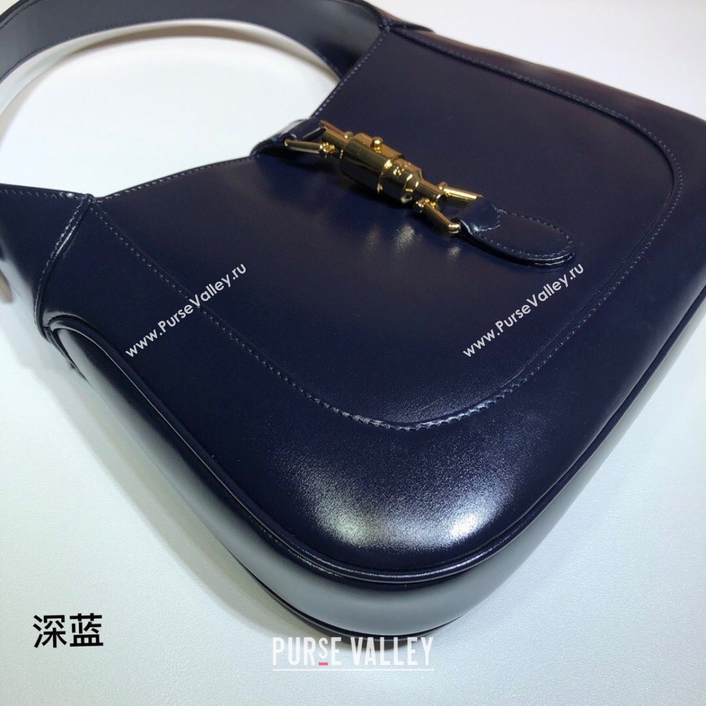 Gucci Jackie 1961 Small Hobo Bag 636709 Leather Dark Blue 2020 (delihang-20102202)