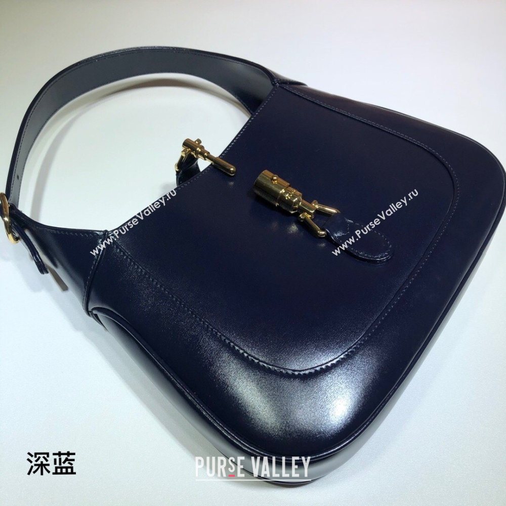 Gucci Jackie 1961 Small Hobo Bag 636709 Leather Dark Blue 2020 (delihang-20102202)