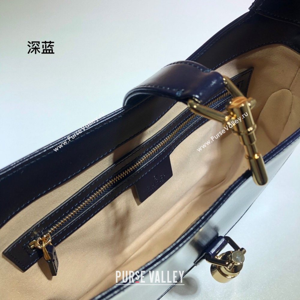 Gucci Jackie 1961 Small Hobo Bag 636709 Leather Dark Blue 2020 (delihang-20102202)