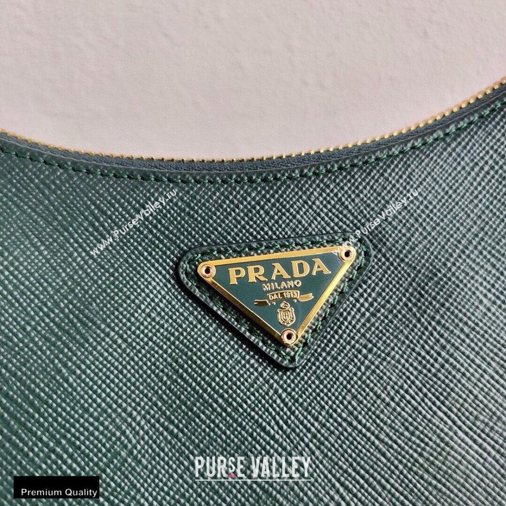 Prada Re-Edition 2005 Saffiano Leather Shoulder Hobo Bag 1BH204 Dark Green/Gold 2020 (ziyin-20102305)