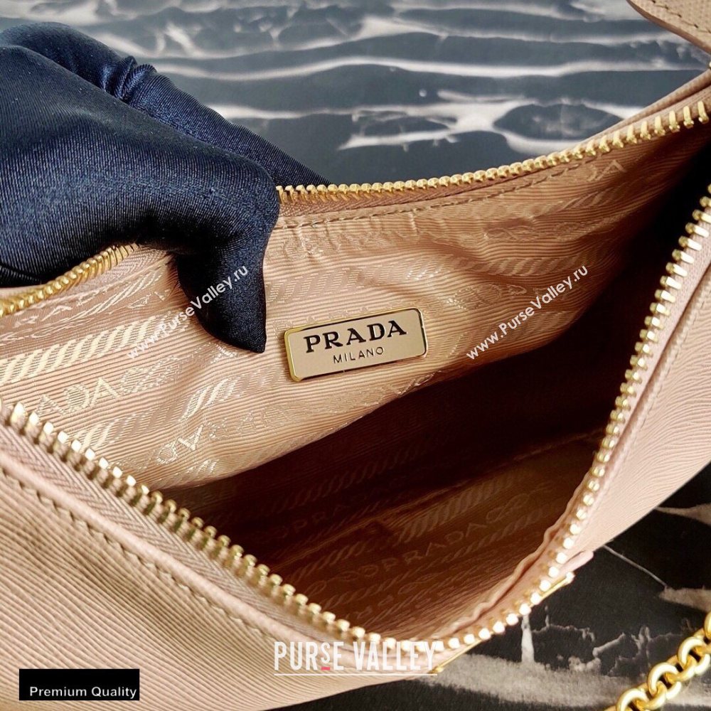 Prada Re-Edition 2005 Saffiano Leather Shoulder Hobo Bag 1BH204 Beige/Gold 2020 (ziyin-20102302)