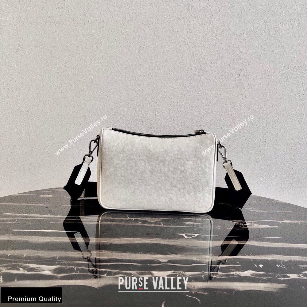 Prada Saffiano Leather Cross-Body Bag 2VH113 White with Strap 2020 (ziyin-20102311)