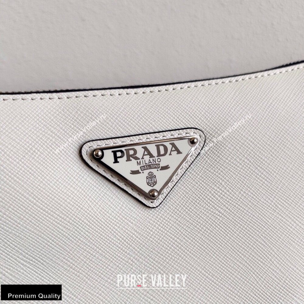 Prada Saffiano Leather Cross-Body Bag 2VH113 White with Strap 2020 (ziyin-20102311)