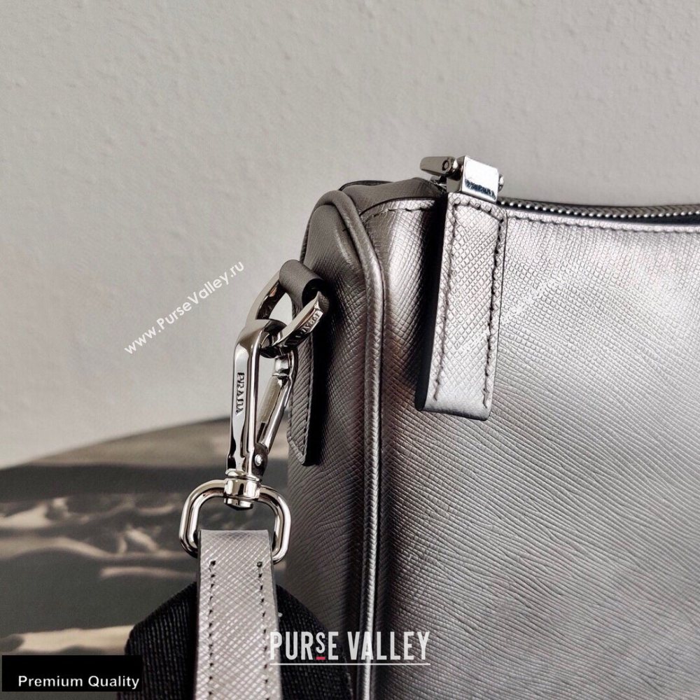 Prada Saffiano Leather Cross-Body Bag 2VH113 Metallic Silver with Strap 2020 (ziyin-20102312)