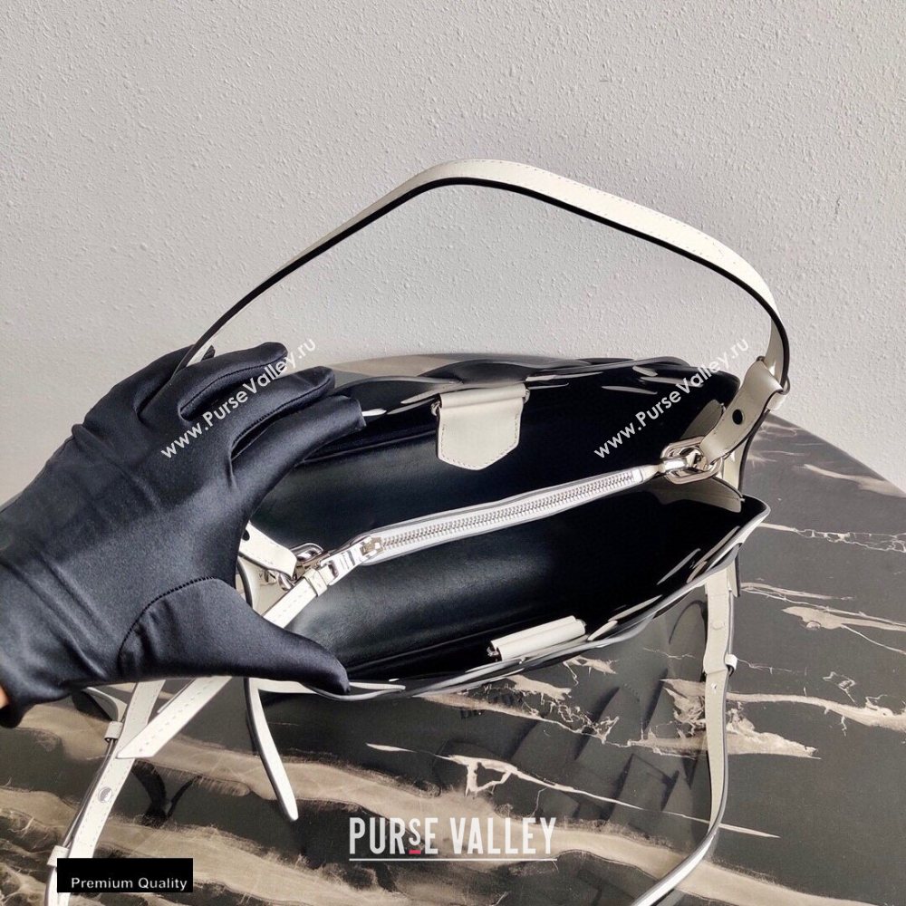 Prada Leather Tress HandBag with Woven Motif 1BA290 White 2020 (ziyin-20102307)
