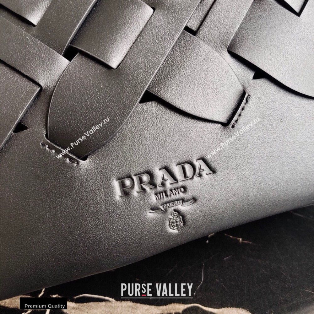 Prada Leather Tress HandBag with Woven Motif 1BA290 Black 2020 (ziyin-20102306)