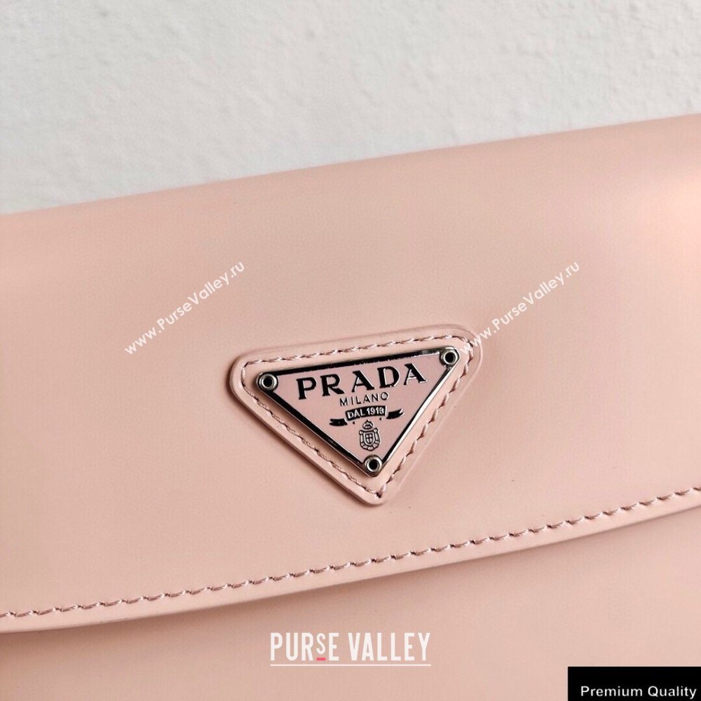 Prada Cleo Brushed Leather Shoulder Bag with Flap 1BD311 Orchid Pink 2020 (ziyin-20102325)