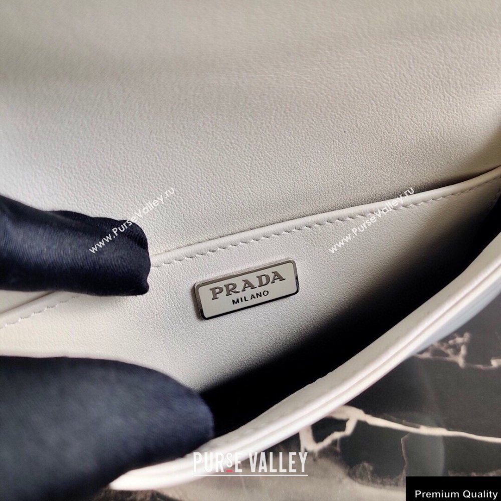 Prada Cleo Brushed Leather Shoulder Bag with Flap 1BD311 White 2020 (ziyin-20102324)