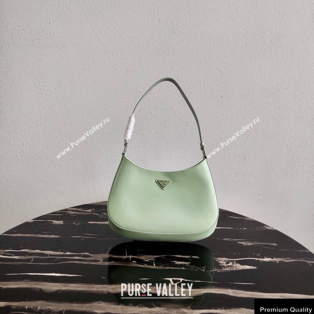 Prada Cleo Brushed Leather Shoulder Bag 1BC499 Aqua Green 2020 (ziyin-20102322)