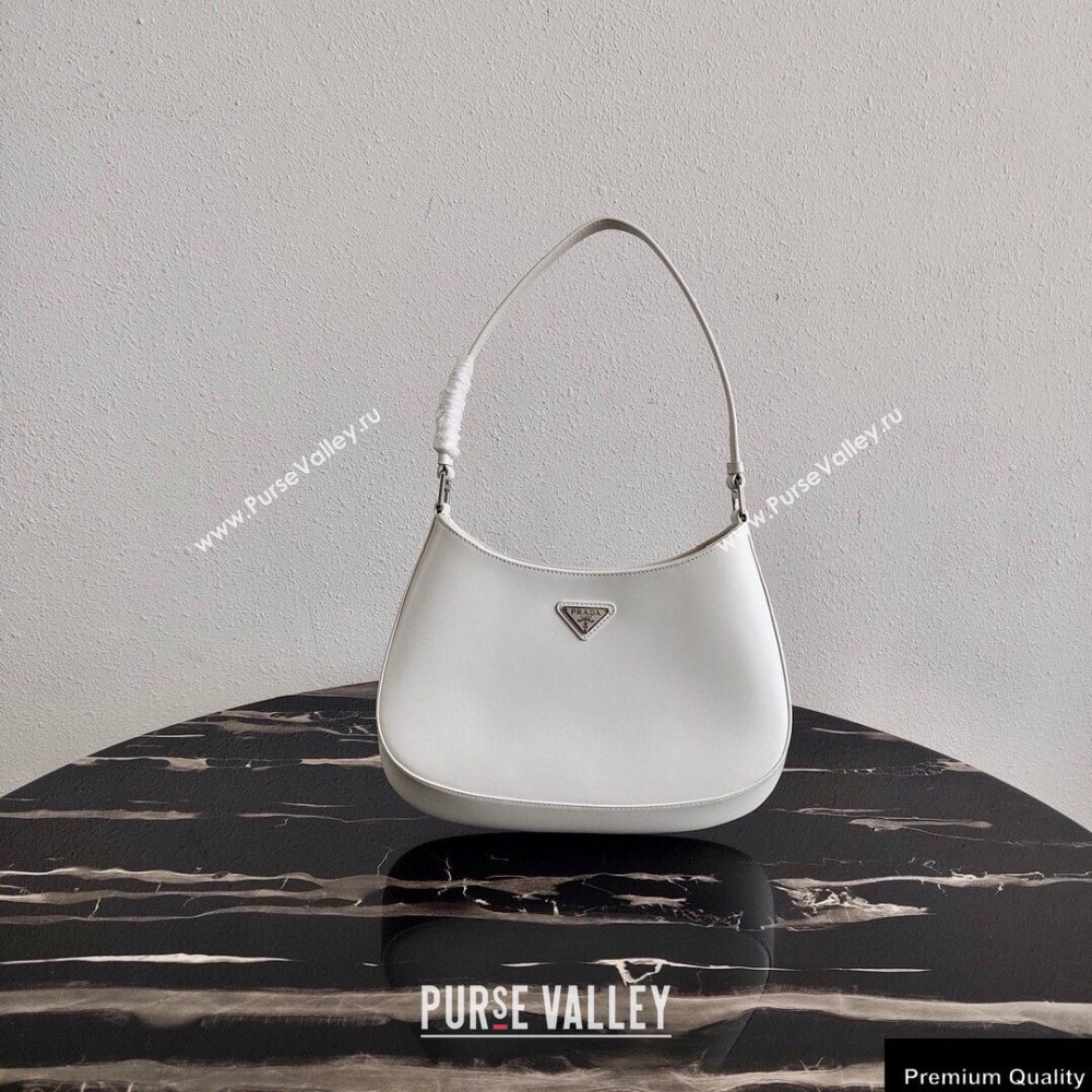 Prada Cleo Brushed Leather Shoulder Bag 1BC499 White 2020 (ziyin-20102320)