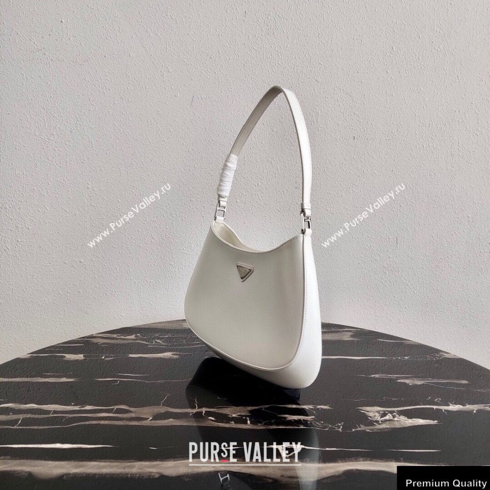 Prada Cleo Brushed Leather Shoulder Bag 1BC499 White 2020 (ziyin-20102320)