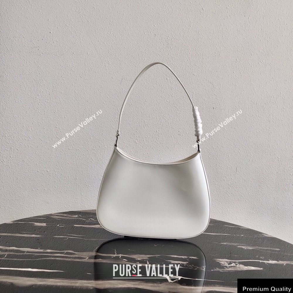 Prada Cleo Brushed Leather Shoulder Bag 1BC499 White 2020 (ziyin-20102320)