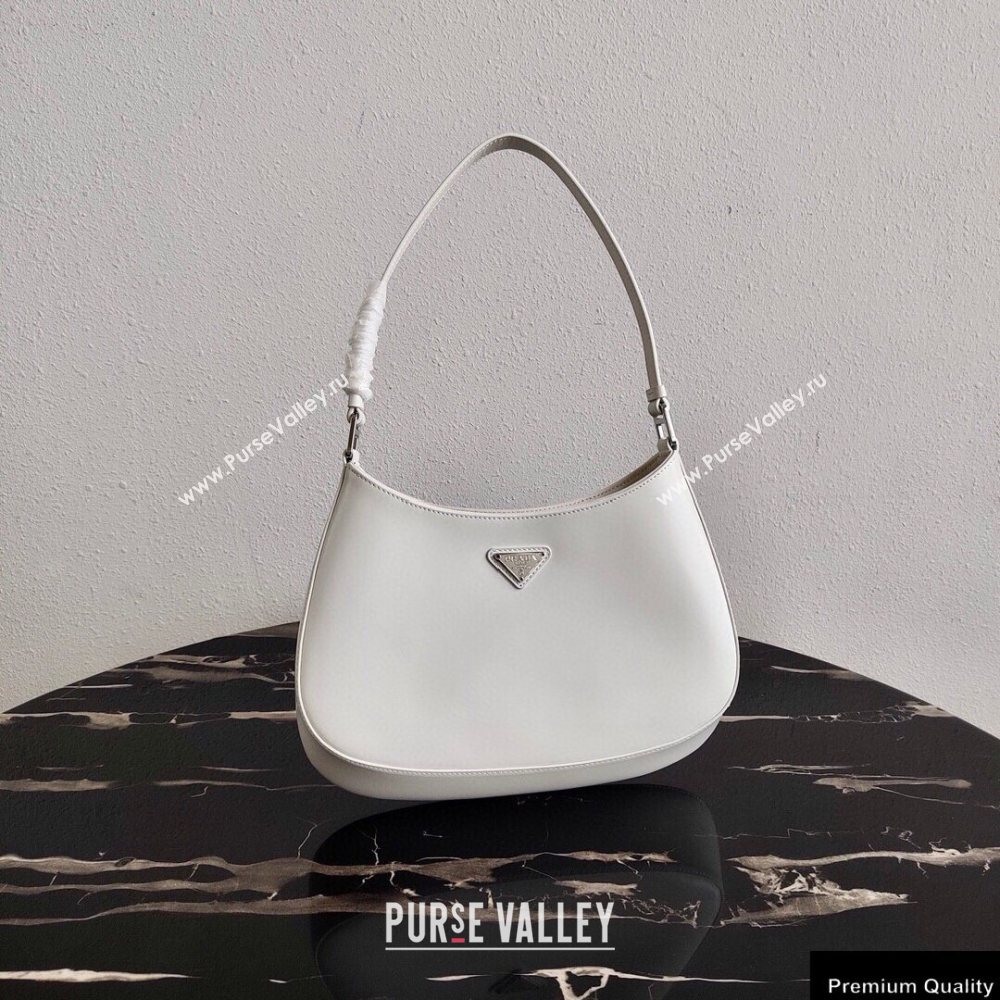 Prada Cleo Brushed Leather Shoulder Bag 1BC499 White 2020 (ziyin-20102320)