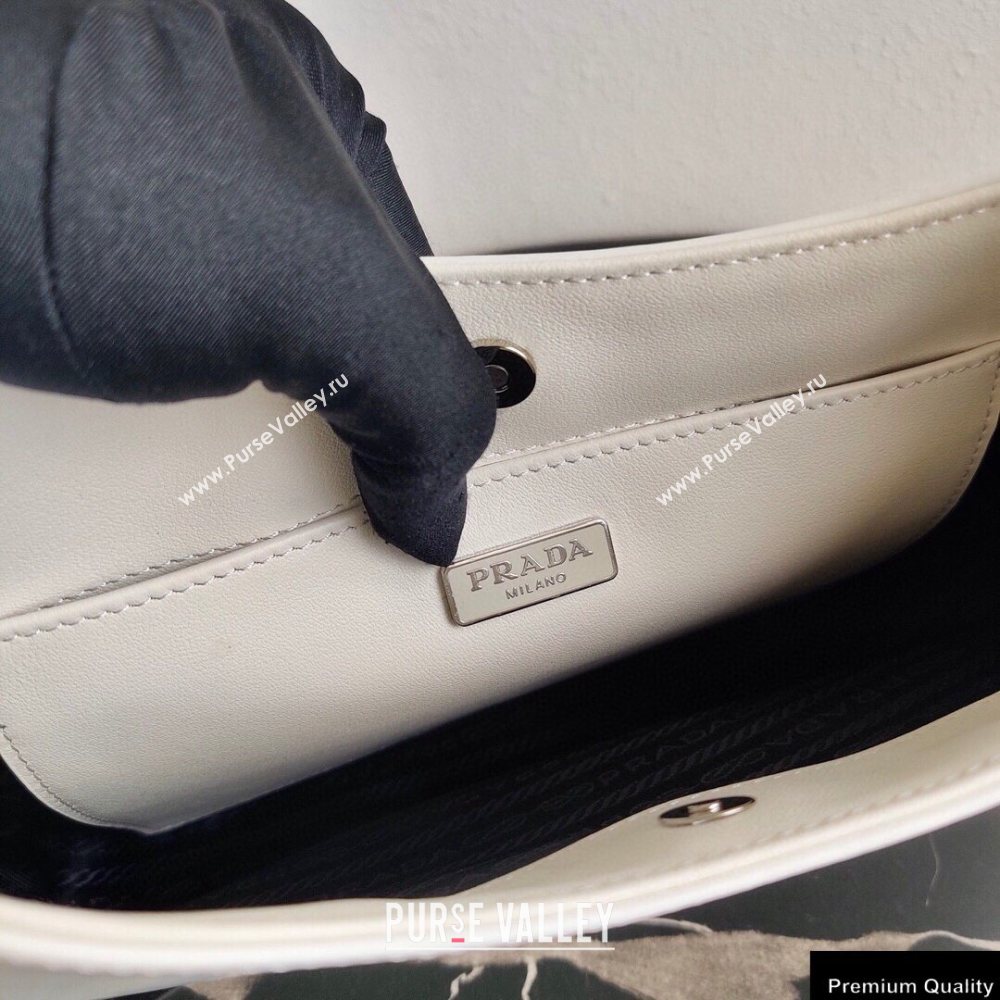 Prada Cleo Brushed Leather Shoulder Bag 1BC499 White 2020 (ziyin-20102320)