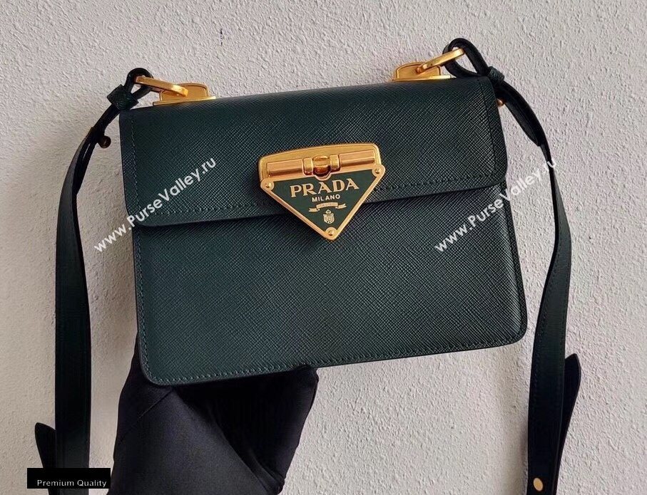 Prada Saffiano Leather Symbole Shoulder Bag 1BD270 Dark Green 2020 (ziyin-20102317)