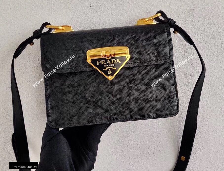 Prada Saffiano Leather Symbole Shoulder Bag 1BD270 Black 2020 (ziyin-20102316)