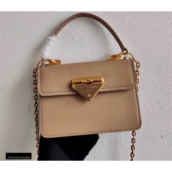 Prada Saffiano Leather Symbole HandBag 1BN021 Beige 2020 (ziyin-20102315)