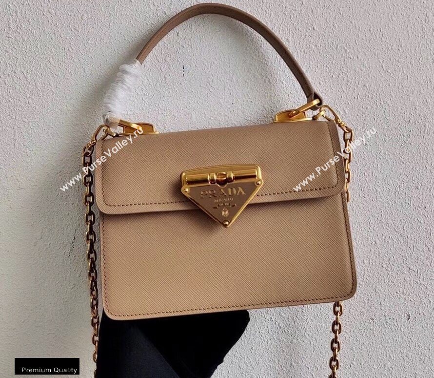 Prada Saffiano Leather Symbole HandBag 1BN021 Beige 2020 (ziyin-20102315)