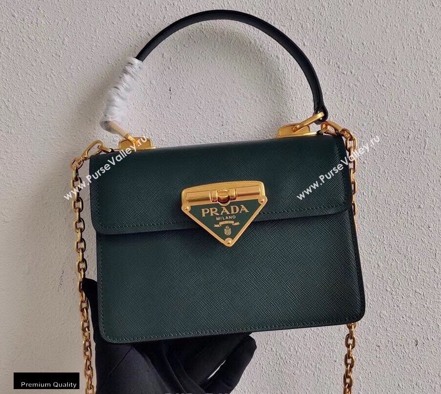 Prada Saffiano Leather Symbole HandBag 1BN021 Dark Green 2020 (ziyin-20102314)