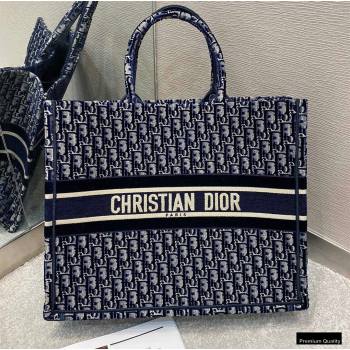 Dior Book Tote Bag in Oblique Embroidered Velvet Blue 2020 (vivi-6391 )