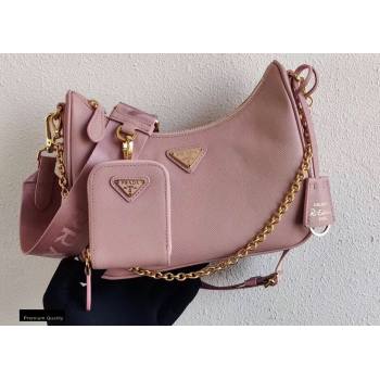 Prada Re-Edition 2005 Saffiano Leather Shoulder Hobo Bag 1BH204 Pink/Gold 2020 (ziyin-20102303)