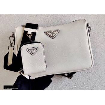 Prada Saffiano Leather Cross-Body Bag 2VH113 White with Strap 2020 (ziyin-20102311)