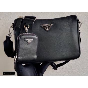 Prada Saffiano Leather Cross-Body Bag 2VH113 Black with Strap 2020 (ziyin-20102310)