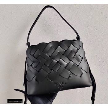 Prada Leather Tress HandBag with Woven Motif 1BA290 Black 2020 (ziyin-20102306)