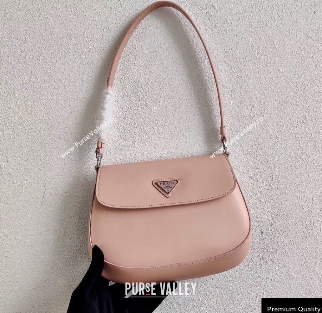 Prada Cleo Brushed Leather Shoulder Bag with Flap 1BD311 Orchid Pink 2020 (ziyin-20102325)