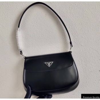 Prada Cleo Brushed Leather Shoulder Bag with Flap 1BD311 Black 2020 (ziyin-20102323)