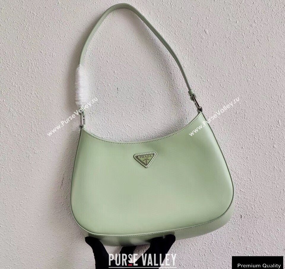 Prada Cleo Brushed Leather Shoulder Bag 1BC499 Aqua Green 2020 (ziyin-20102322)