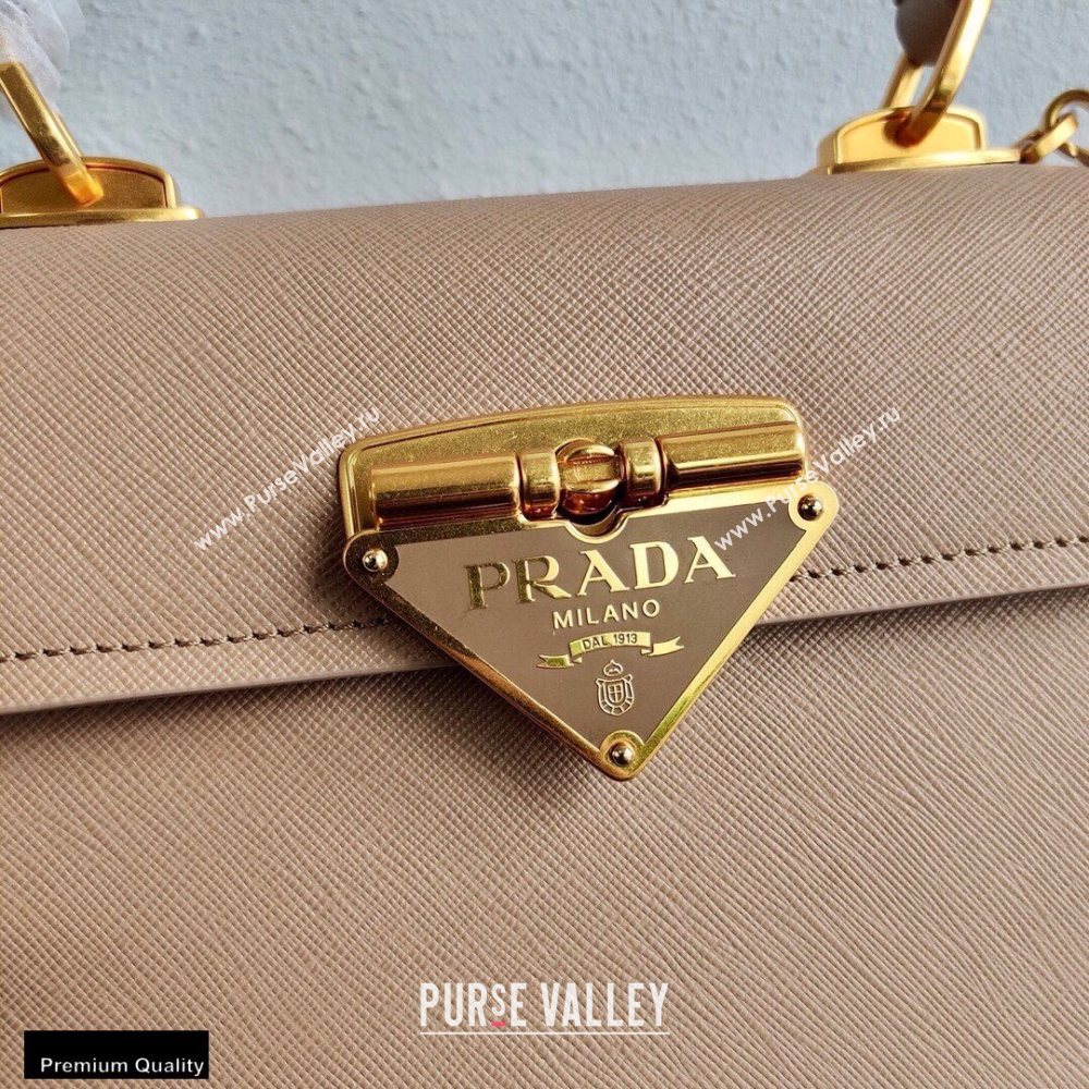 Prada Saffiano Leather Symbole HandBag 1BN021 Beige 2020 (ziyin-20102315)