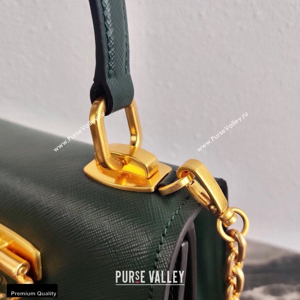 Prada Saffiano Leather Symbole HandBag 1BN021 Dark Green 2020 (ziyin-20102314)