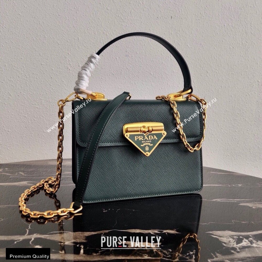 Prada Saffiano Leather Symbole HandBag 1BN021 Dark Green 2020 (ziyin-20102314)