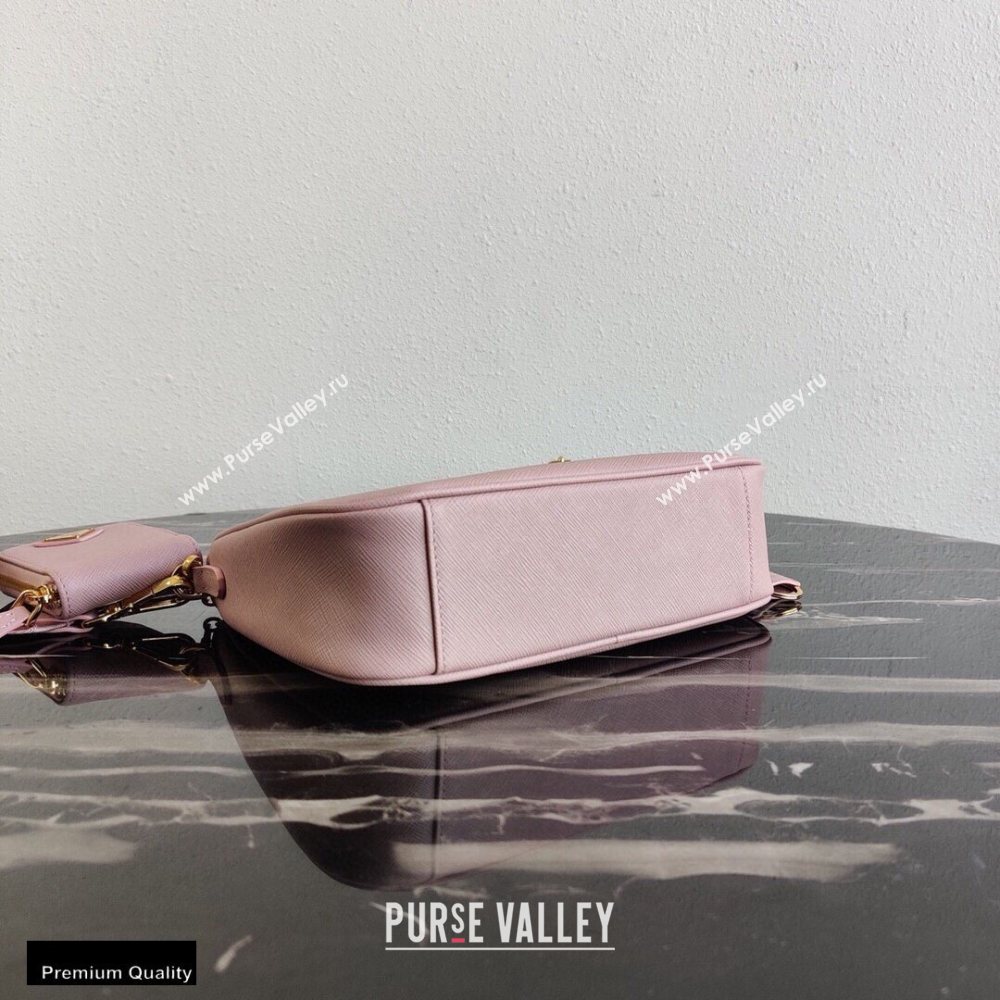 Prada Re-Edition 2005 Saffiano Leather Shoulder Hobo Bag 1BH204 Pink/Gold 2020 (ziyin-20102303)