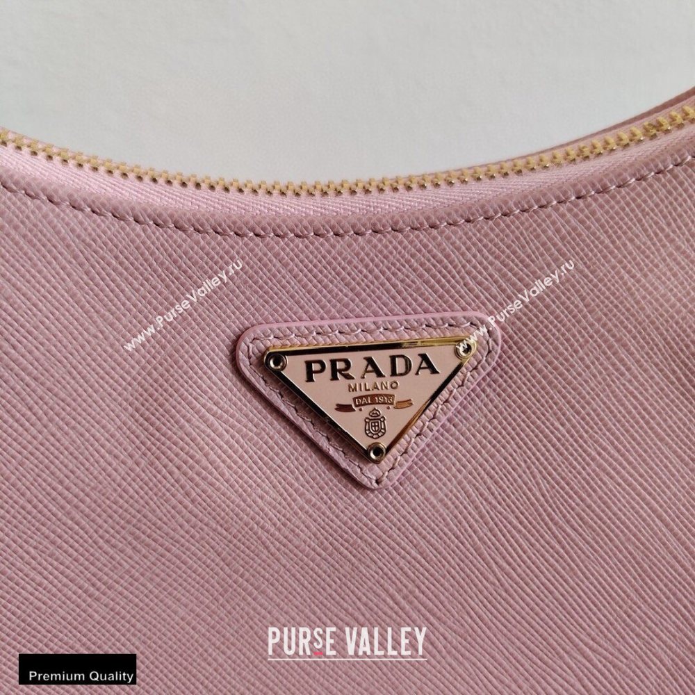 Prada Re-Edition 2005 Saffiano Leather Shoulder Hobo Bag 1BH204 Pink/Gold 2020 (ziyin-20102303)